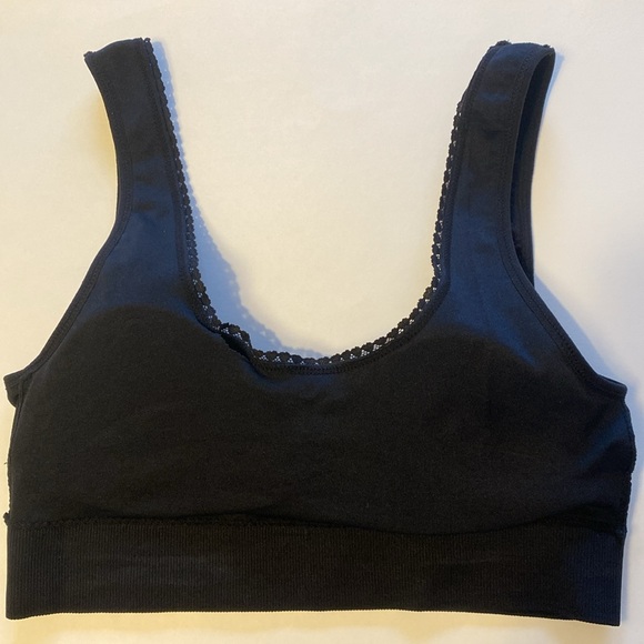 Small Jessica Simpson Sports Bra Stretchy Crop Tank Top Bralette Black - Picture 9 of 11